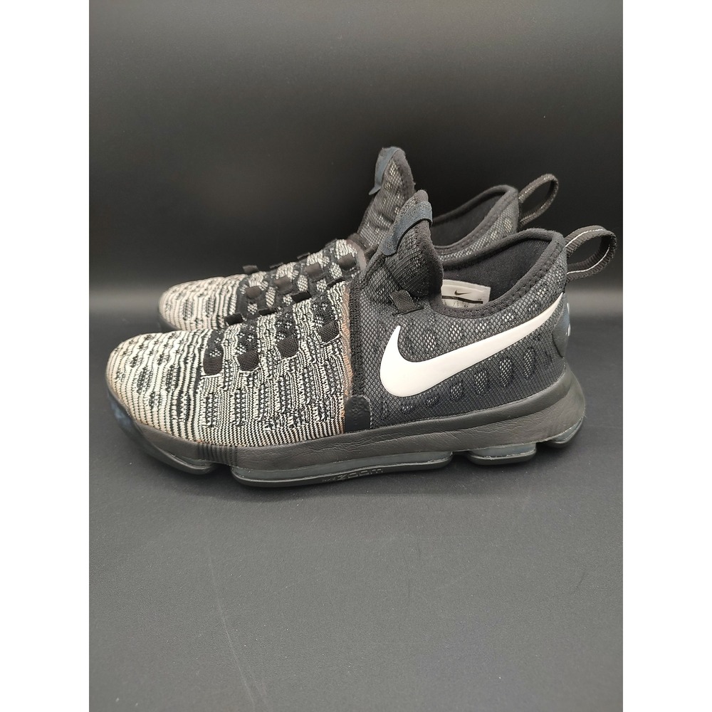 Nike Zoom KD 9 Mic Drop Black White Flyknit Basketball Shoes 843392-010 Mens 8.5